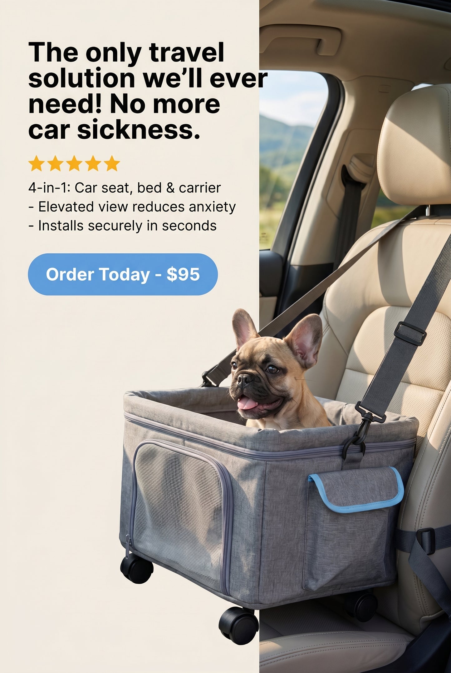 "4-in-1 Pet Booster Car Seat & travel carrier.